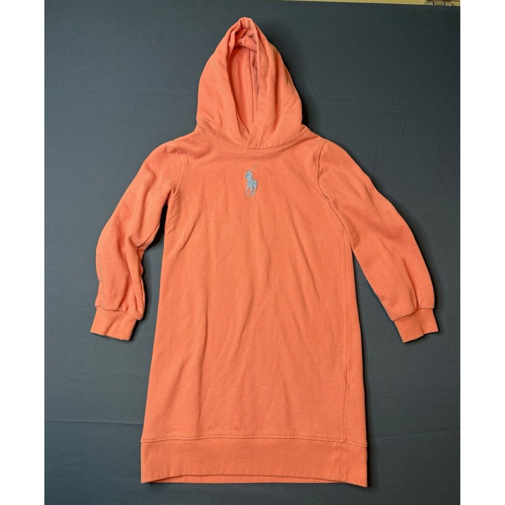 Polo Ralph Lauren Girls Pink Pullover Hooded Fleece Logo Hoodie 8-9Y